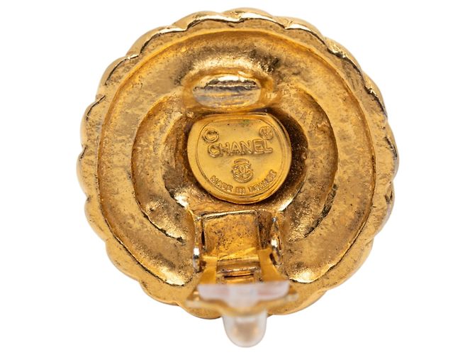 Orecchini Chanel Gold CC placcati oro tondi con clip D'oro - vista 3