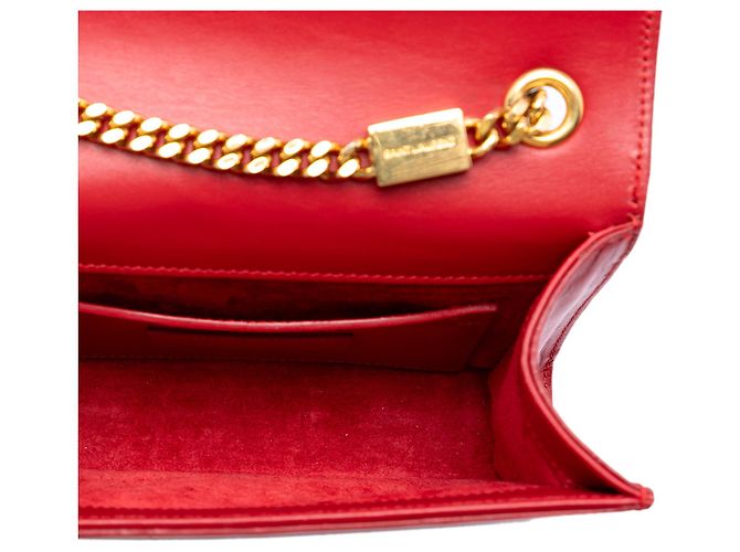 Borsa a tracolla Kate con nappa in pelle di vitello liscia con monogramma rossa di Saint Laurent Rosso - vista 4