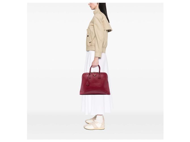 Borsa Prada Red Extra Large Saffiano Lux Promenade Rosso Bordò - vista 6