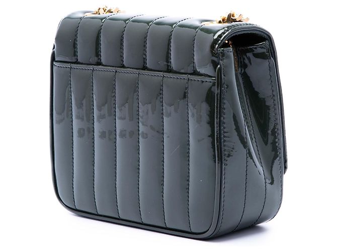 Borsa a tracolla Saint Laurent Green Small Patent Monogram Vicky con catena Verde Verde scuro - vista 2