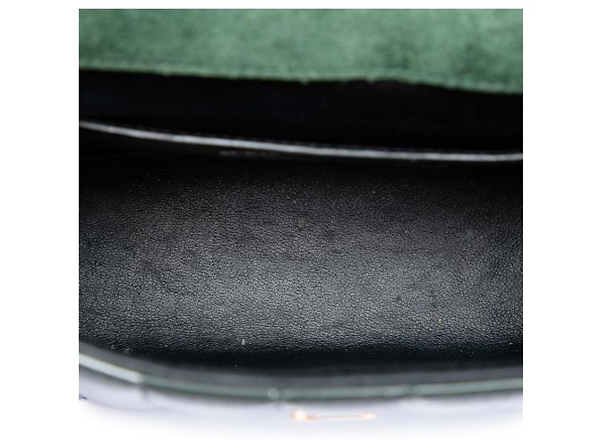 Borsa a tracolla Saint Laurent Green Small Patent Monogram Vicky con catena Verde Verde scuro - vista 4