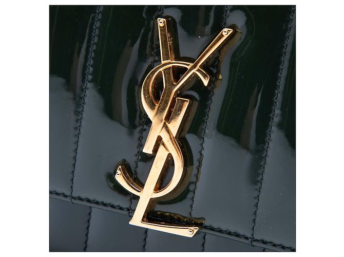 Borsa a tracolla Saint Laurent Green Small Patent Monogram Vicky con catena Verde Verde scuro - vista 5