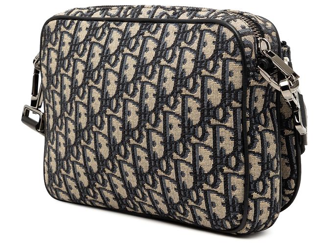 Triple pochette Saddle in tela Blue Oblique di Dior Blu navy - vista 2