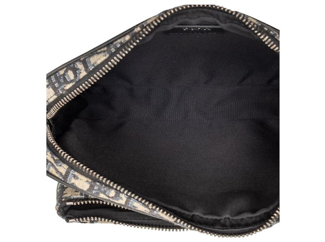 Triple pochette Saddle in tela Blue Oblique di Dior Blu navy - vista 4