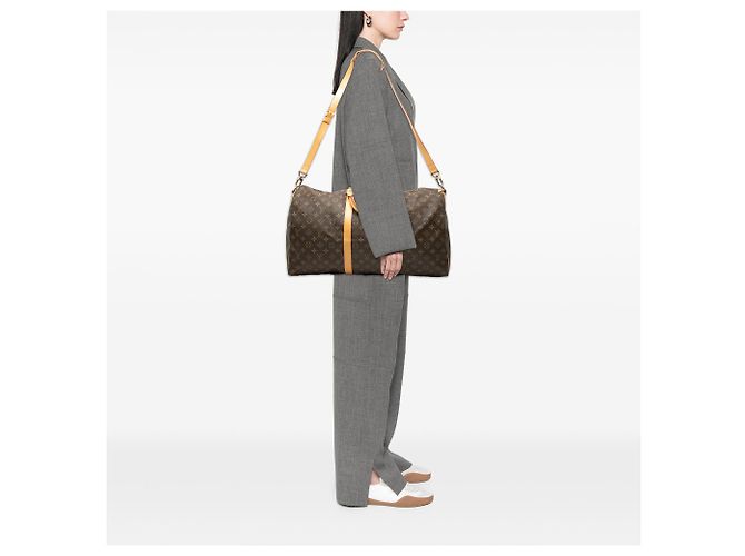 Louis Vuitton Marrone Monogram Keepall Bandouliere 55 - vista 7