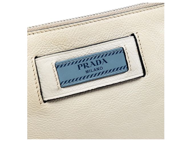 Prada White Glace Calf Etiquette Crossbody Bianco Bianco sporco - vista 5
