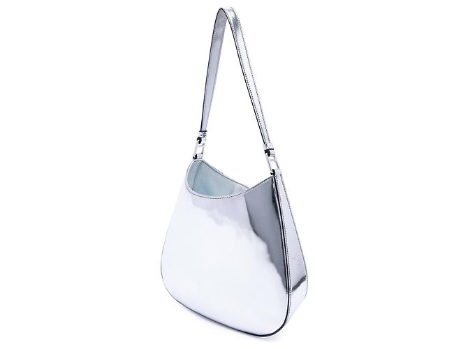 Borsa a tracolla Cleo in pelle Spazzolato argento Prada - vista 2
