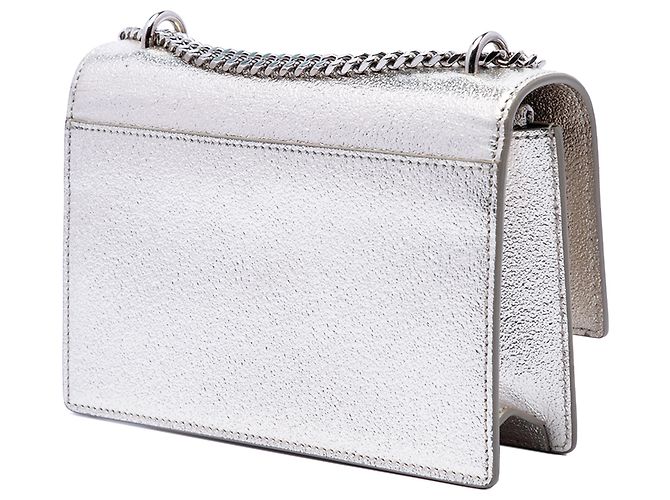 Portafoglio con catena Saint Laurent Mini Metallico in pelle di vitello Argento Monogram Sunset - vista 2