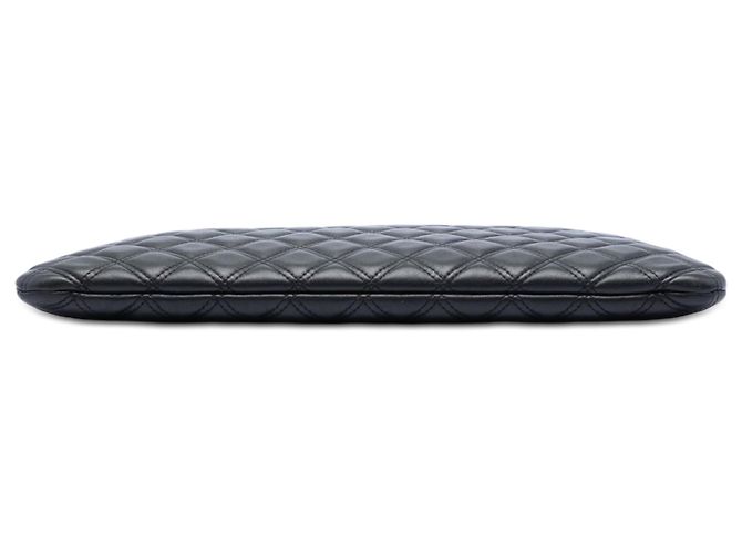 Clutch Chanel Black Large Quilted Lambskin Double Stitch O Case Nero - vista 3