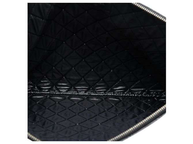 Clutch Chanel Black Large Quilted Lambskin Double Stitch O Case Nero - vista 4