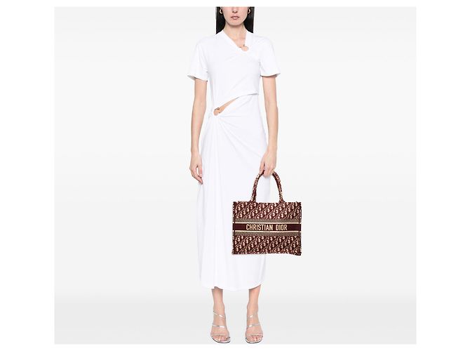 Dior Red Medium Oblique Bestickte Canvas Book Tote Rot - Ansicht 8