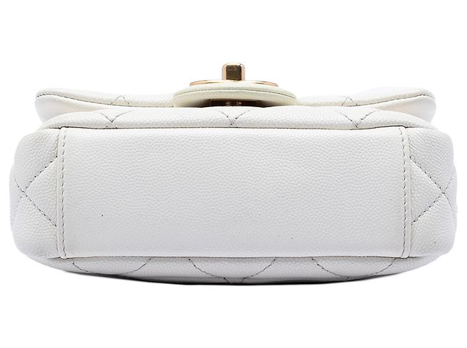 Chanel White Mini Quilted Caviar Twist Your Buttons Flap Bianco - vista 3