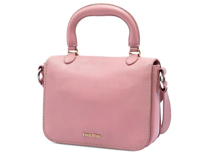 Borsa a manico Miu Miu in pelle di capra rosa Madras - vista 2