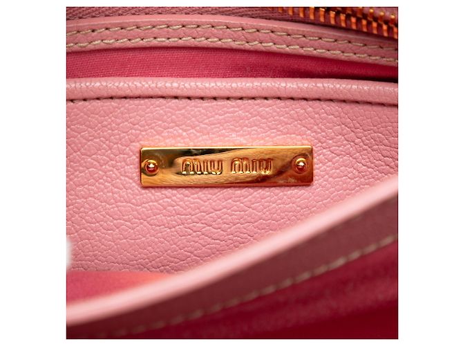 Borsa a manico Miu Miu in pelle di capra rosa Madras - vista 5