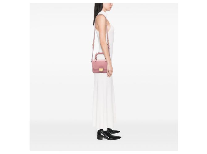 Borsa a manico Miu Miu in pelle di capra rosa Madras - vista 6