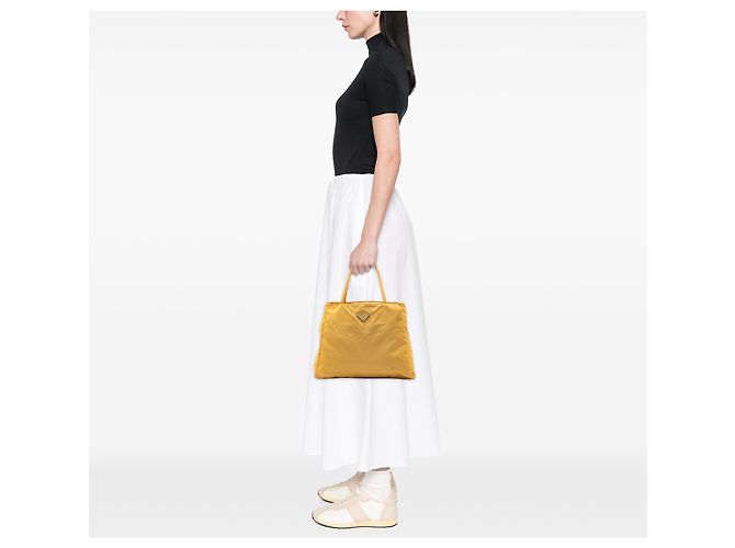 Tote City in Tessuto giallo Prada - vista 6