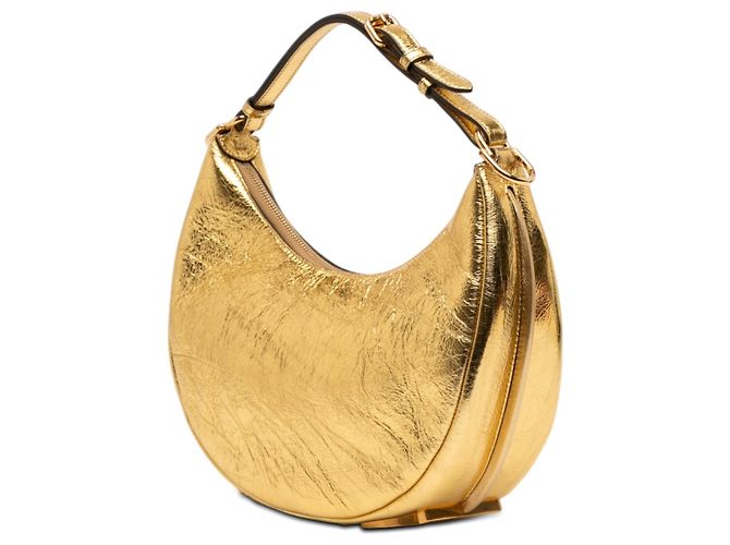 Fendi Hobo Fendigraphy in pelle metallizzata oro Small D'oro - vista 2