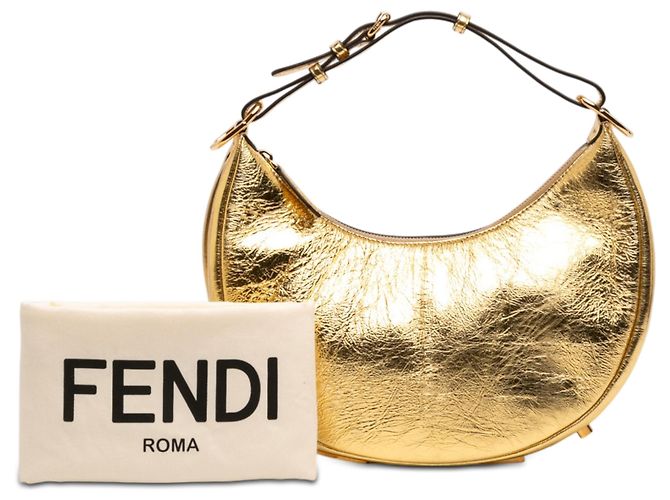 Fendi Hobo Fendigraphy in pelle metallizzata oro Small D'oro - vista 7