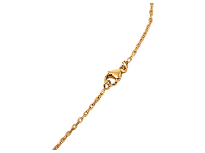 Hermès Collana con pendente O Kelly in oro placcato Gold e pelle Swift D'oro - vista 4