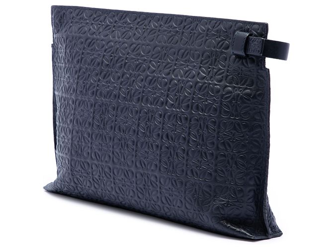 Clutch LOEWE Blue Embossed Anagram Leather Repeat T Blu navy - vista 2