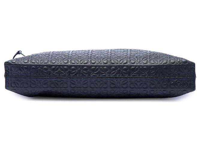 Clutch LOEWE Blue Embossed Anagram Leather Repeat T Blu navy - vista 3
