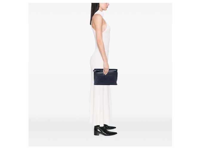 Clutch LOEWE Blue Embossed Anagram Leather Repeat T Blu navy - vista 6