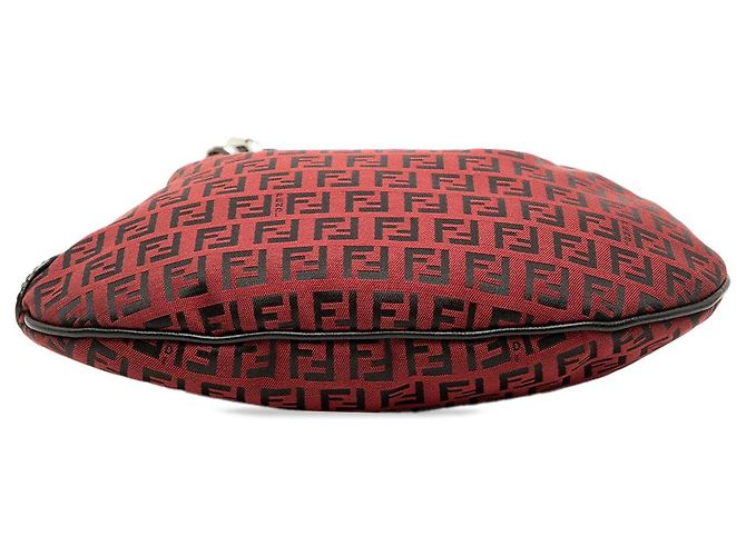 Fendi Red Zucchino Canvas Oyster Hobo Rosso - vista 3