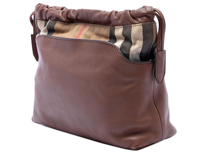 Borsa a tracolla Little Crush in tela House Check marrone e pelle di vitello Burberry - vista 2