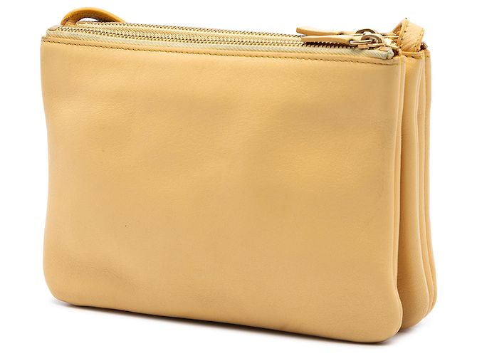 Céline Celine Trio Crossbody in agnello giallo piccolo - vista 2