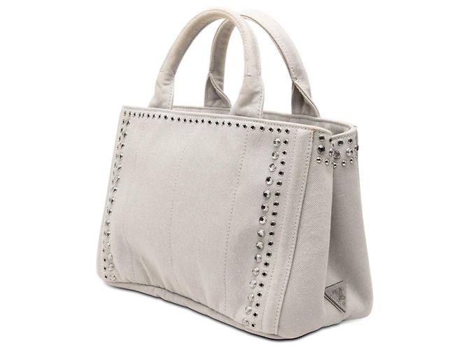 Borsa Prada Gray Small Denim Canapa Bijoux and Grommet Marrone Grigio - vista 2
