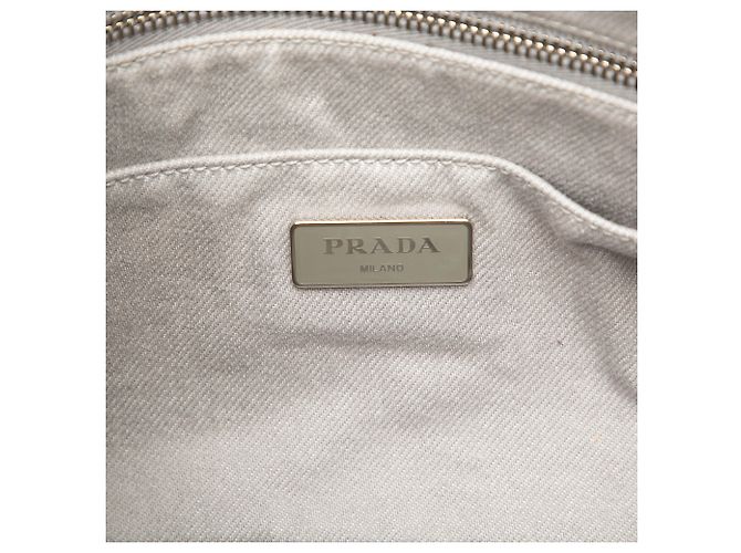 Borsa Prada Gray Small Denim Canapa Bijoux and Grommet Marrone Grigio - vista 5