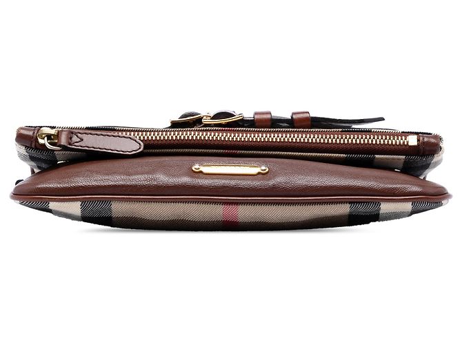 Clutch Adeline Fold Over in tela House Check beige e pelle Burberry - vista 3