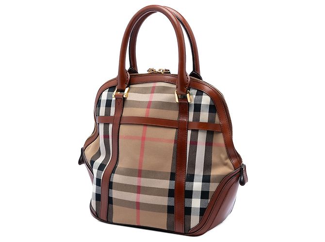 Borsa Burberry Brown Medium House Check Canvas Bridle Orchard Marrone Marrone chiaro - vista 2