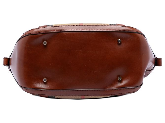 Borsa Burberry Brown Medium House Check Canvas Bridle Orchard Marrone Marrone chiaro - vista 3
