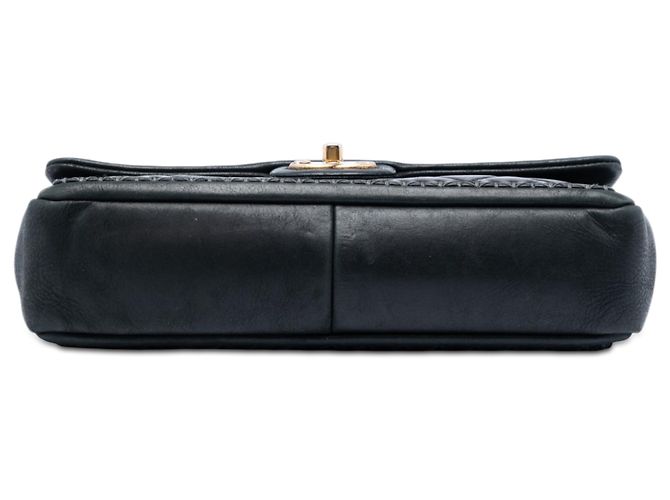 Chanel Black CC gestepptes irisierendes Kalbsleder Whipstitch Single Flap Schwarz - Ansicht 3