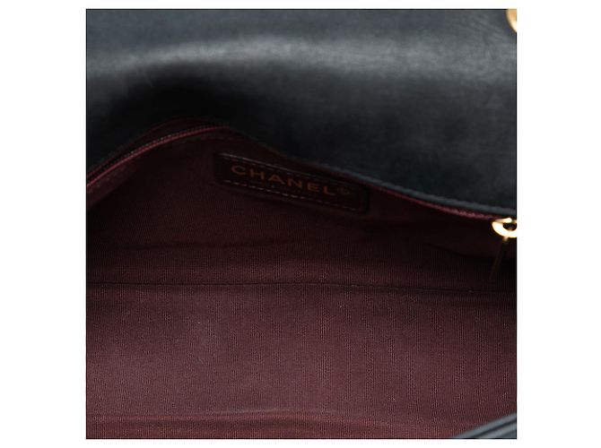 Chanel Black CC gestepptes irisierendes Kalbsleder Whipstitch Single Flap Schwarz - Ansicht 4