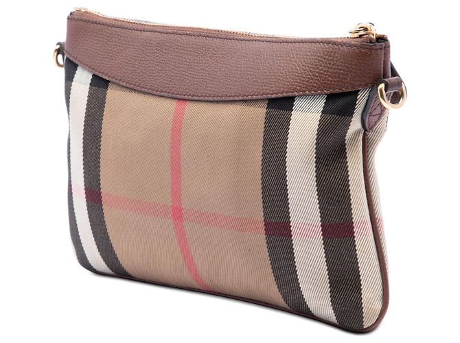 Borsa a tracolla Burberry Derby Peyton in tela House Check marrone Marrone chiaro - vista 2