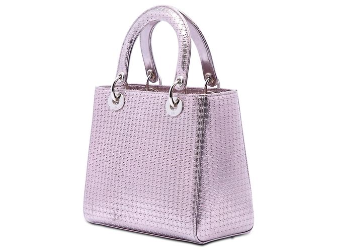 Dior Purple Medium Metallic Patent Microcannage Lady Dior Porpora - vista 2