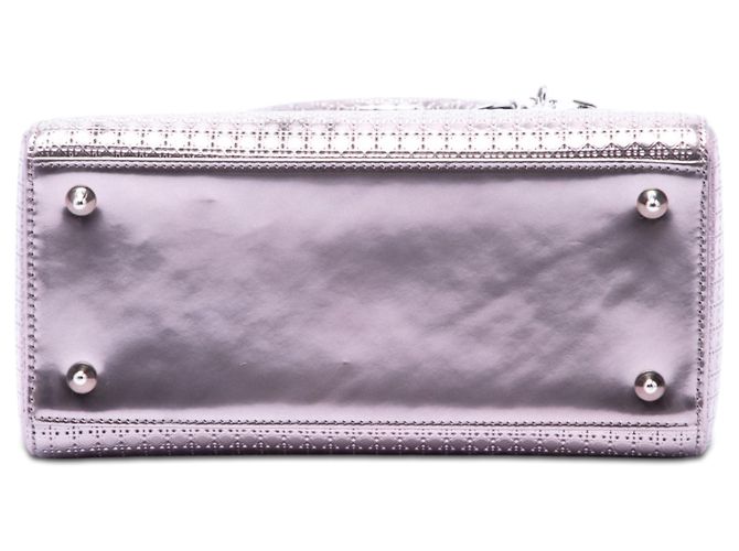 Dior Purple Medium Metallic Patent Microcannage Lady Dior Porpora - vista 3