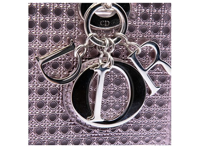 Dior Purple Medium Metallic Patent Microcannage Lady Dior Porpora - vista 5