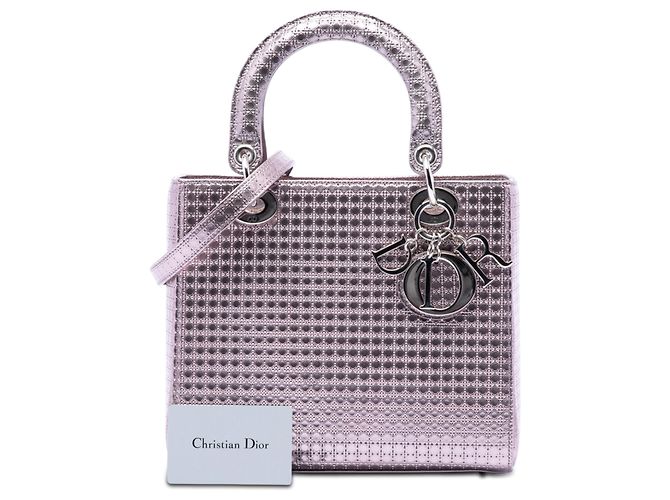 Dior Purple Medium Metallic Patent Microcannage Lady Dior Porpora - vista 7