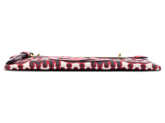 Pochette Miu Miu Red M/M Paris Emiuticon in jacquard e pelle di capra Rosso - vista 3