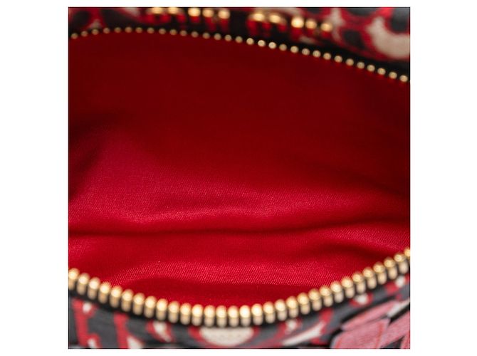 Pochette Miu Miu Red M/M Paris Emiuticon in jacquard e pelle di capra Rosso - Ansicht 4