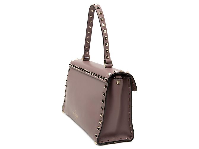 Valentino Bolsa de Aba de Couro Pequena Rosa com Alça Rockstud Dourado - vista 2