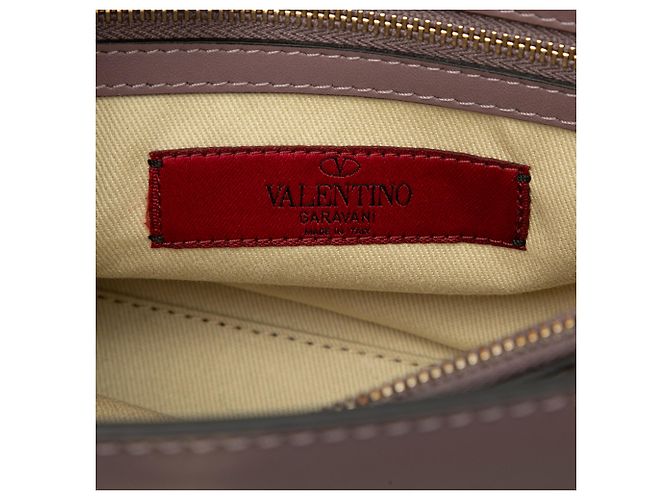 Valentino Bolsa de Aba de Couro Pequena Rosa com Alça Rockstud Dourado - vista 5