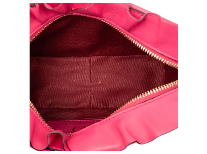 Borsa a tracolla Valentino in pelle rosa con bordo a volant - vista 4