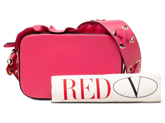 Borsa a tracolla Valentino in pelle rosa con bordo a volant - vista 7