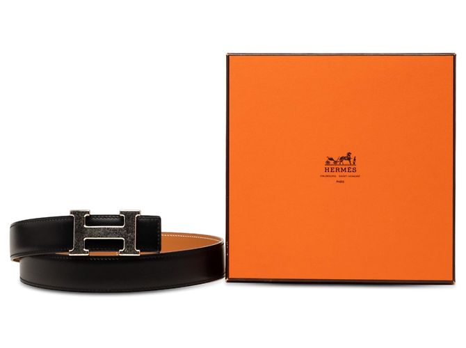 Hermès Reversibler Gürtel Black Box Calf Constance H Martelee Schwarz - Ansicht 7