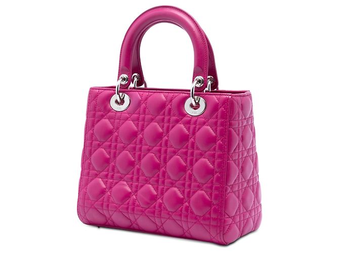 Lady Dior en agneau cannage rose, taille Medium - vue 2