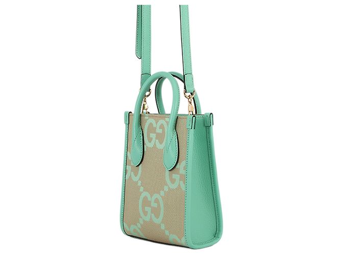 Borsa Satchel Gucci Beige Mini Jumbo GG Canvas Interlocking G - vista 2
